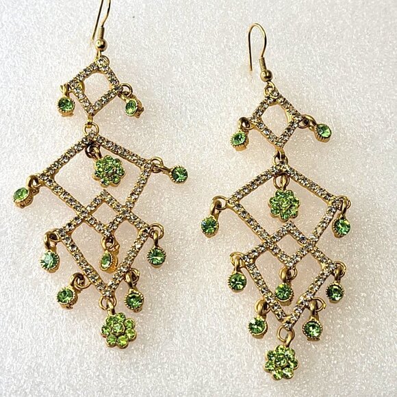 Gold Tone Long Dangle Earrings - Picture 7 of 12